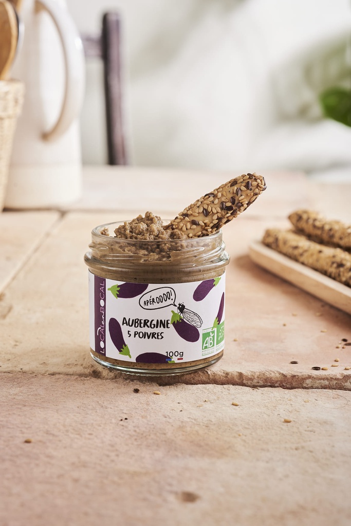 Caviar d'aubergine aux cinq poivres Bio - Local en Bocal - 100g