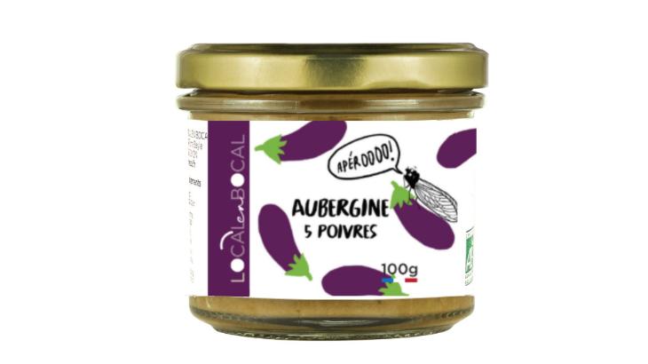 Caviar d'aubergine aux cinq poivres Bio - Local en Bocal - 100g